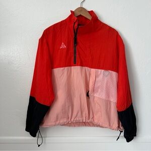 Nike ACG Windbreaker Orange Pink Quarter Zip Jacket Medium